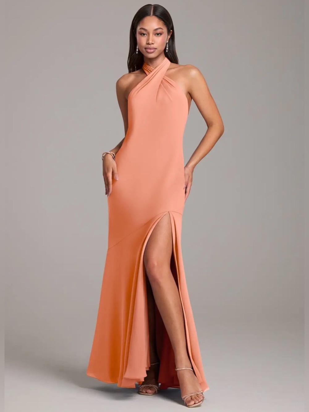 Azazie Lorena Halter Bridesmaid Formal Maxi Dress